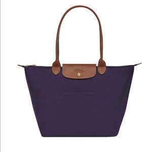 Large Plum Le Pliage Canvas Longchamp Purse